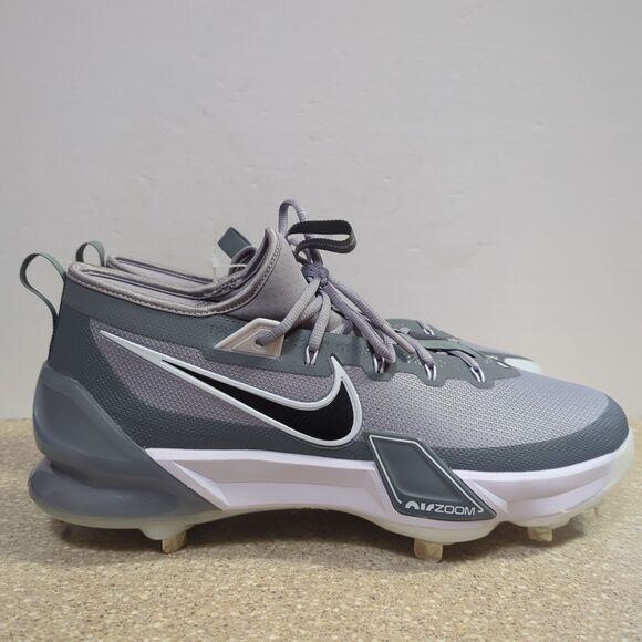 New NIKE Force Zoom Trout 9 Elite Baseball Cleats Mens 15 Wolf Grey Black White - Picture 1 of 10